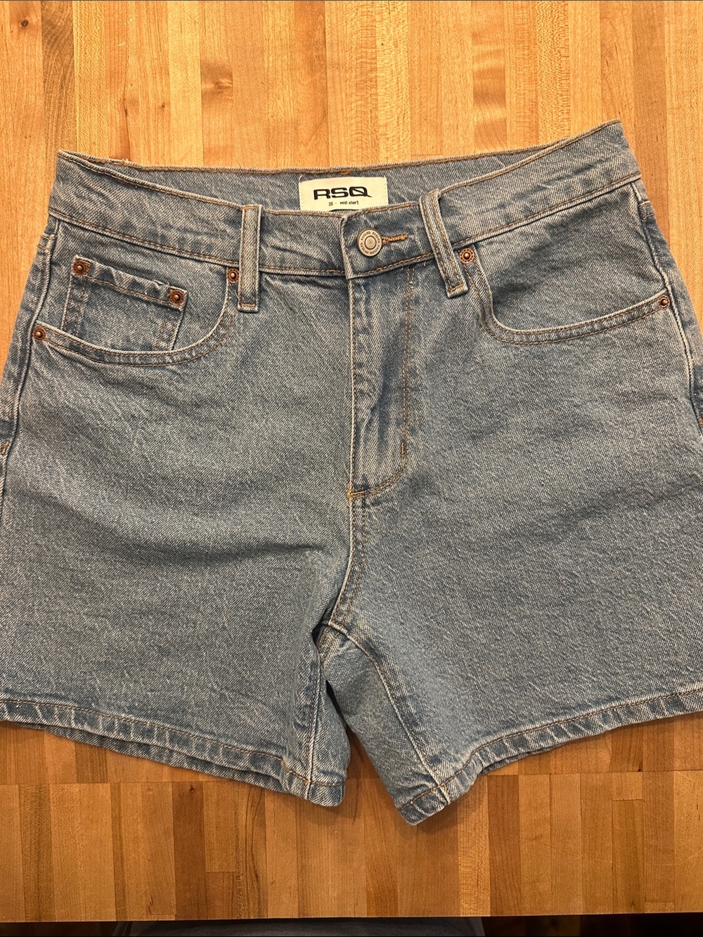 RSQ Light Blue Denim High-Rise Women's Shorts - Picture 2 of 3